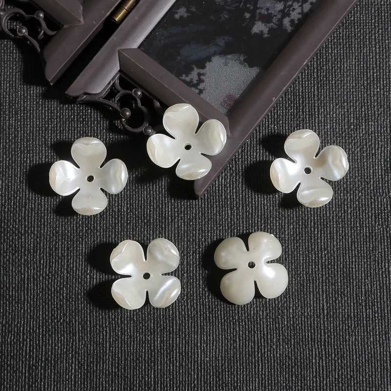 Mix 24Styles 10Pcs ABS Pearl Color Petal Acrylic Beads Caps For Jewelry Making Diy Needlework Finding Accessories Supplies