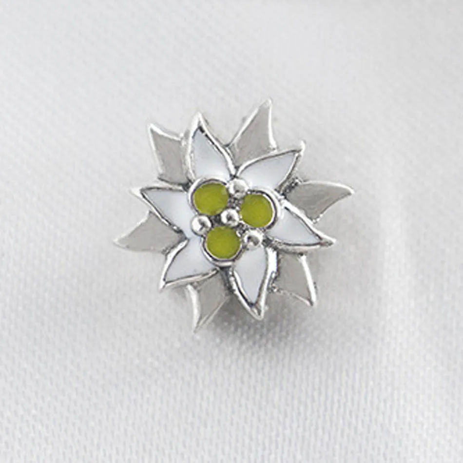 Girls Bracelets Bead Edelweiss Charms fit Lady Bracelet Bangle Silver DIY Jewelry White & Yellow Enamel