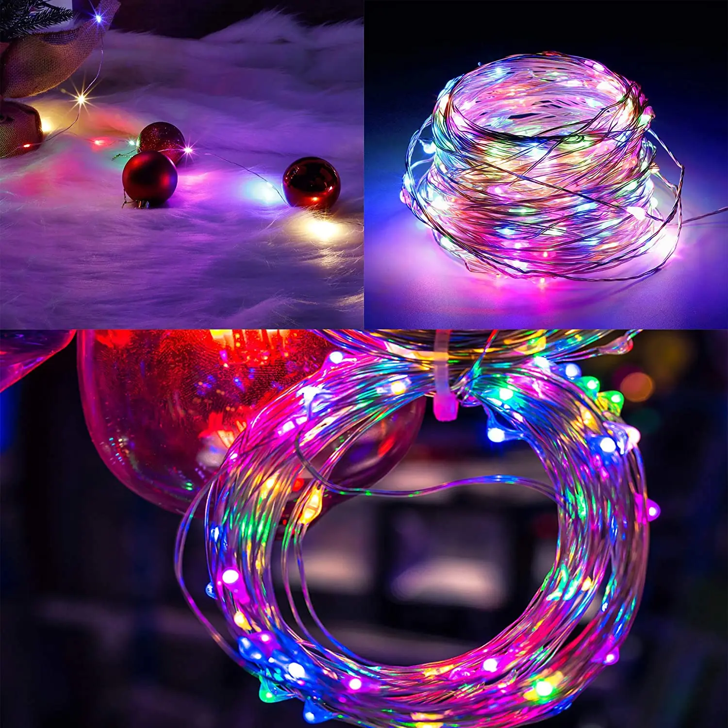 ColorRGB Fairy Lights String Lights, Copper Wire Starry led Lights for Bedroom,Outdoor,Christmas lights USB powered