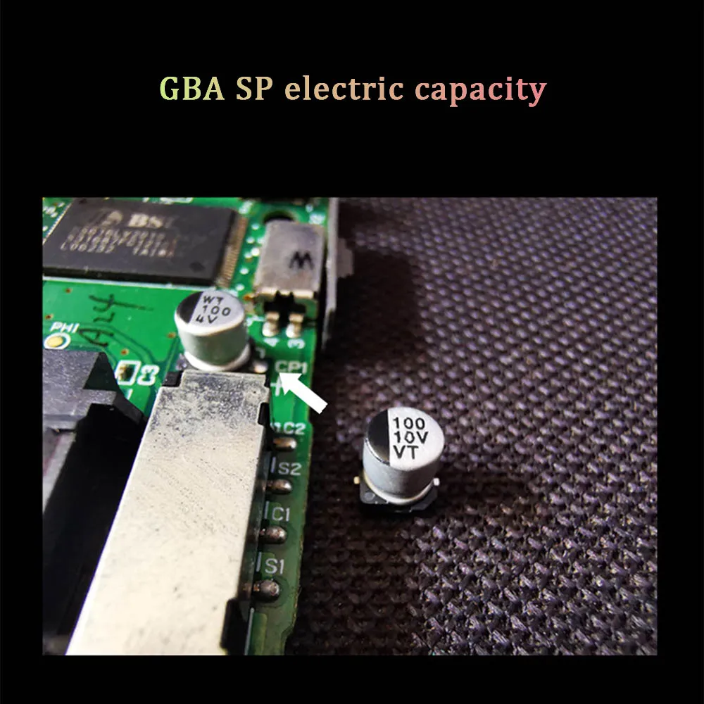 ใหม่ไฟฟ้าความจุตัวเหนี่ยวนำซ่อมสำหรับ GBA GBC GBP GBASP SEGA Game Gear Fast Electrolysis ความจุเกมอุปกรณ์เสริม