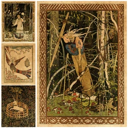 Baba Yaga,Vasilisa,Sirin And Unicorn Art Poster And Print Decoration Retro Witch Myth Wall Art Canvas Painting For Living Room