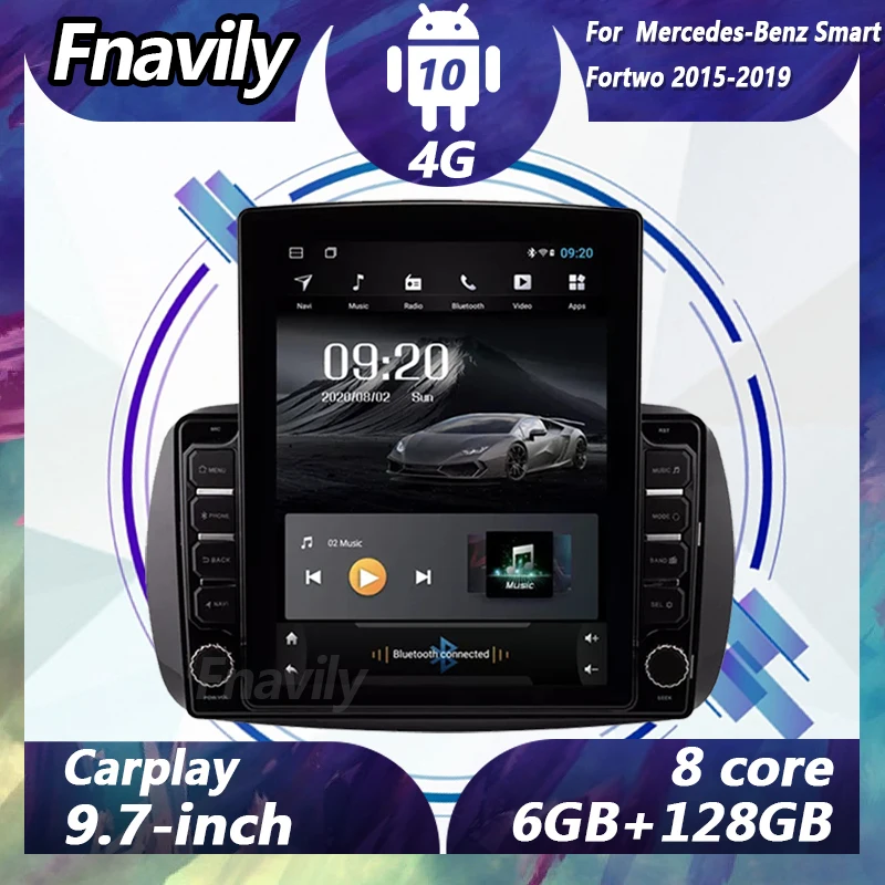 

Fnavily Android 10 car audio For Mercedes-Benz Smart Fortwo video dvd player radio car stereos navigation GPS DSP BT 2015-2019