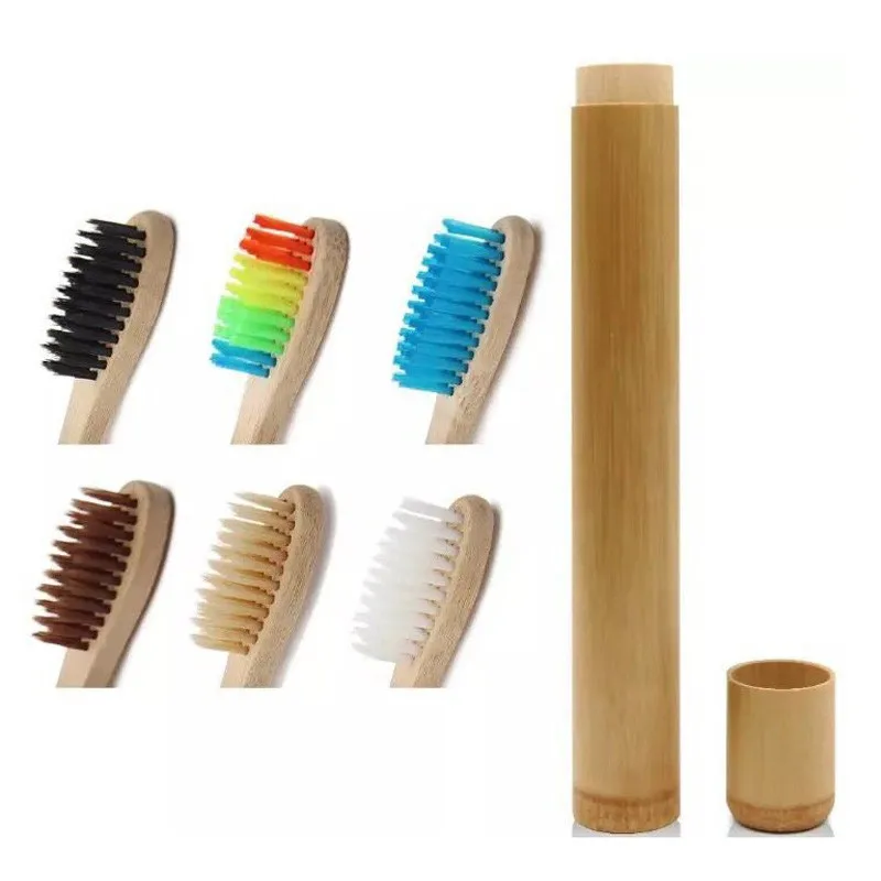 100pcs/lot Portable Handmade Eco Friendly Bamboo Toothbrush Travel Case Holder Carrier Container Kit Storage Box 2.8x21cm