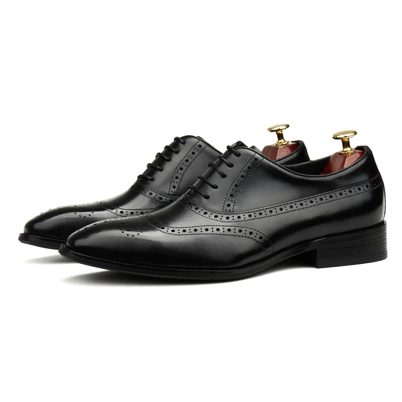 

Large Size EUR45 Black Mens Business Dress Shoes Genuine Leather Oxfords Male Social Shoes