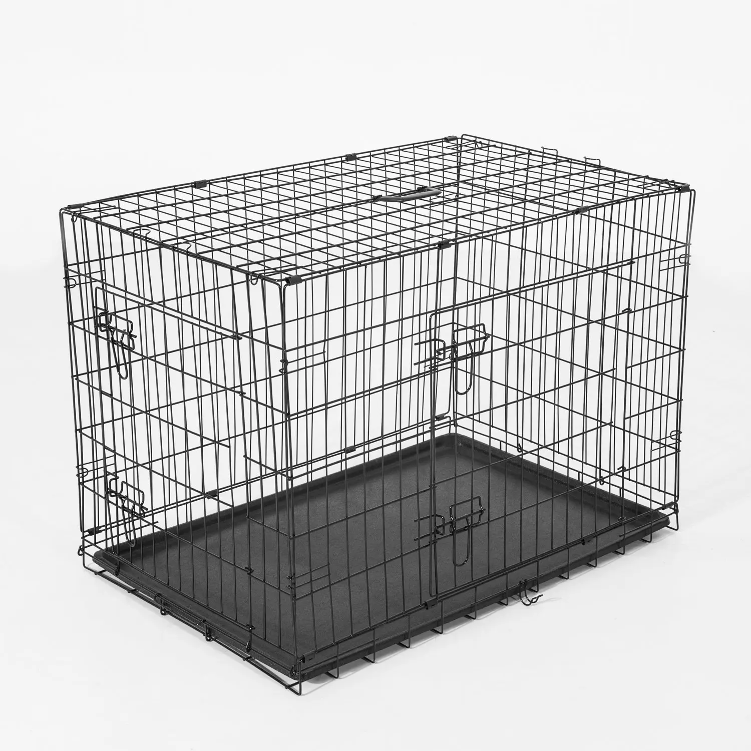 PawHut-transportador de Perro Plegable con Asa Acero, 2 Puertas, 121x77x82 cm