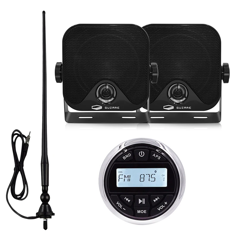 

Marine Bluetooth Stereo Boat Radio Audio Receiver FM AM MP3 Player+4inch Waterproof Speaker+Antenna For ATV Bath Yacht Motorcycl