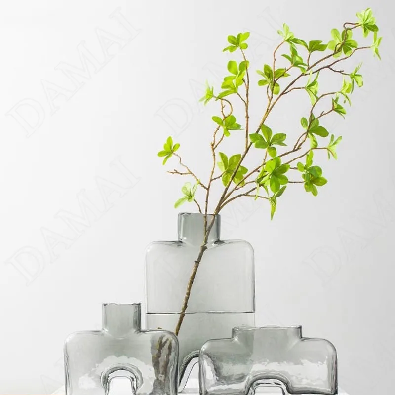 

Simplicity Grass Vase Art Transparent Flower Vase Kiln Change Glaze Office Dried Flowers Organizer European Home Decoration