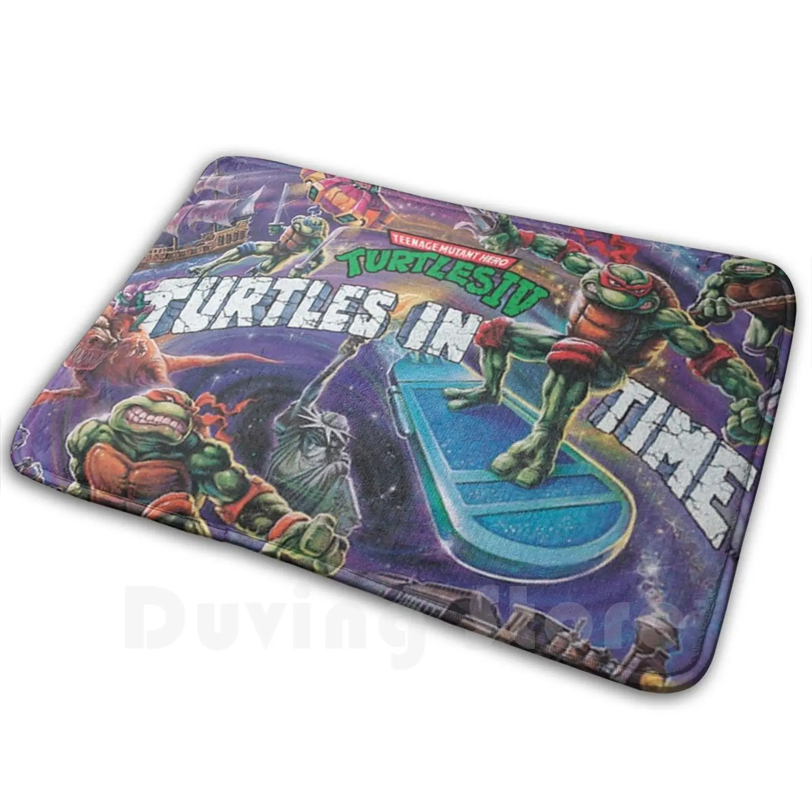 Turtles In Time Snes Cover Mat Rug Carpet Anti-Slip Floor Mats Bedroom Nes Snes Turtles Arcadian Cartoon Beatemup Konami