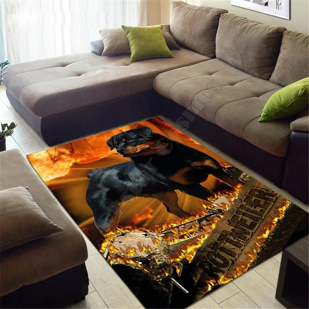 Halloween Rottweiler Rug 3D All Over Printed Carpet Mat Living Room Flannel Bedroom Non-slip Floor Rug