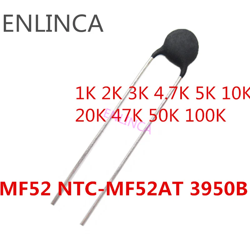 Kit de resistencia de Termistor NTC MF52 B piezas NTC MF52E 1K 2K 3K 100K 5K 10K 20K 47K 50K 4,7 K 100 3950B 5% Ohm, 10 valores, 3950 NTC-MF52AT