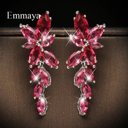 Emmaya Shiny Zirconia Earring For Women Two Color Charming Flower Shape Ornament Party Popular Dress-Up Fashion Jewelry