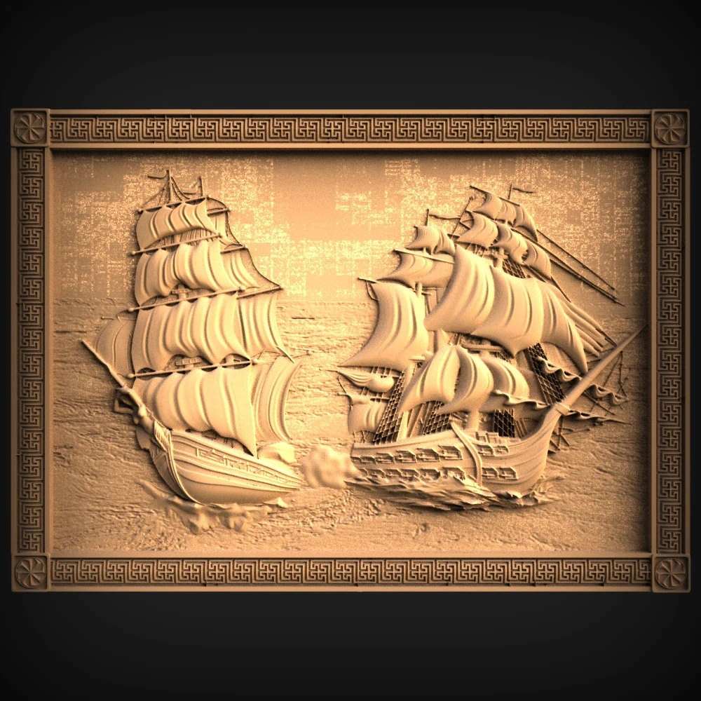 5PCS Ship Boat 3D STL Model for CNC Router 3D Printer Artcam Aspire Bas Relief_Decor Relief (760)