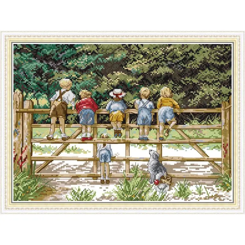 Childhood DIY Handmade Cross Stitch Kit Aida 14CT 11CT Counted Canvas Printed Embroidery Set Needlework Children\'s Room Decor