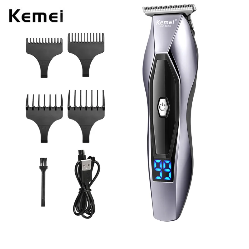 Kemei LCD Electric Hair Clipper for Men USB 1200mAh Electric Beard Trimmer Barber Hair Cutting Machine 2-speed adjustment 5w