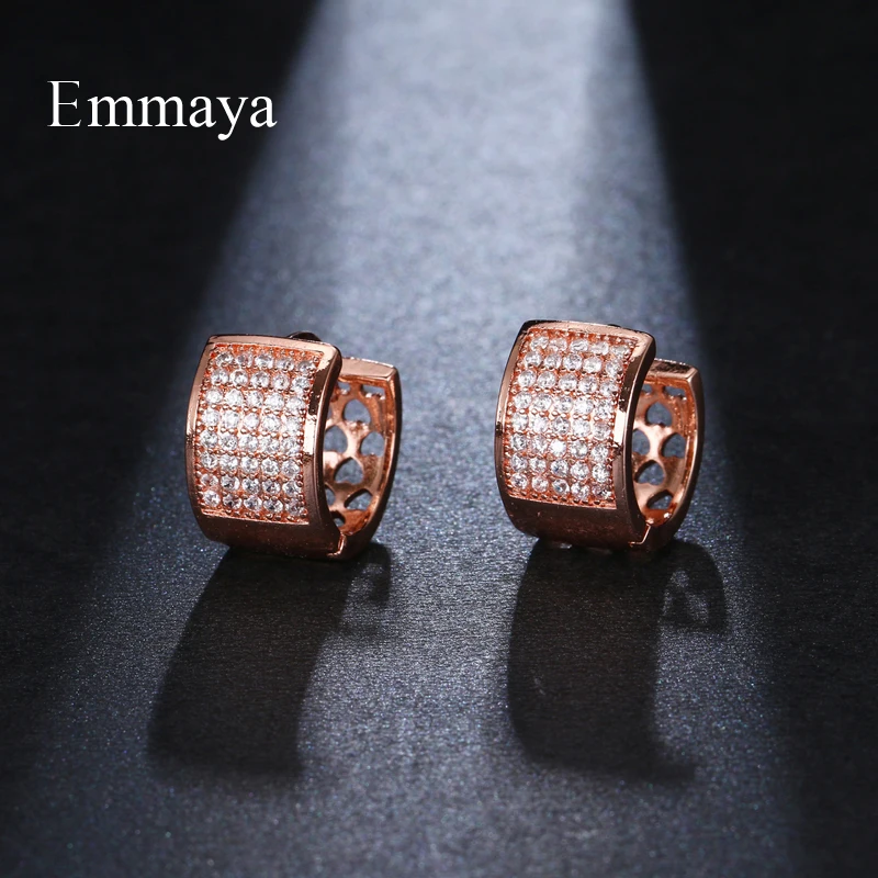 EMMAYA Color Jewelry Geometry Circular Shape Female Full Of Cubic Zircon Stone In One Side Stud Earring Beautiful Nobler Present