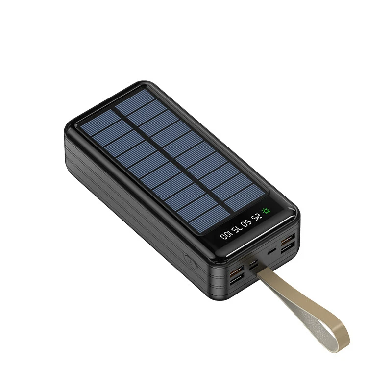 Solar Power Bank with Cable External Battery Pack Powerbank for iPhone 13 12 Xiaomi Samsung S21 Mobile Phone Chargers 60000mAh