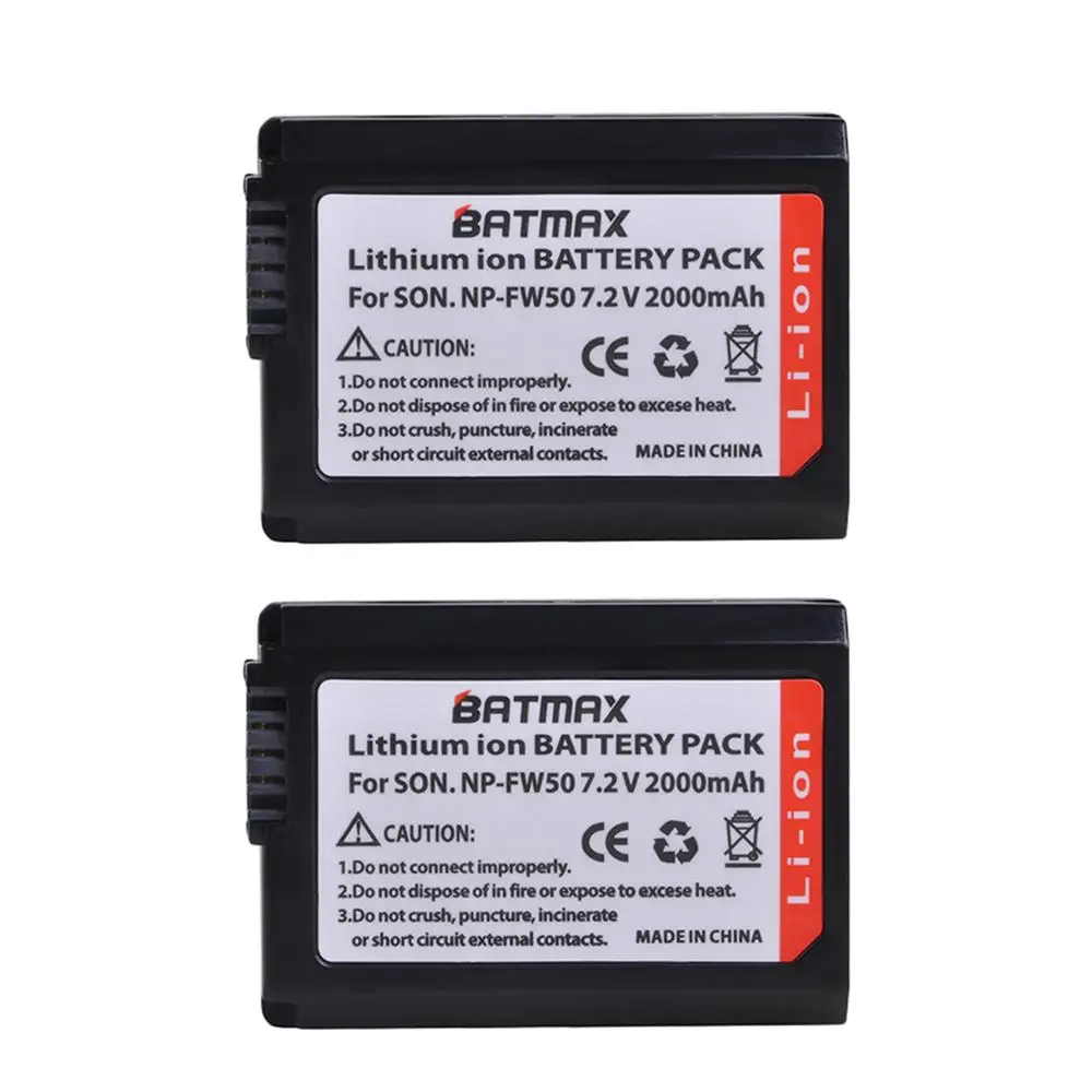 4X 2000mAh NP-FW50 NP FW50 Batterij + LED USB Dual Charger voor Sony A6000 A6400 A6300 A6500 A7 A7II A7RII A7SII A7S A7S2 A7R