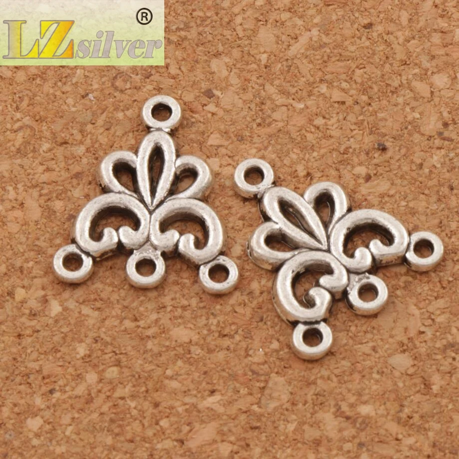 15Pcs Open Crown Flower 3-Strand Spacer End Connector 16.7x19x1.4mm Zinc Alloy Fit Tassel Earrings Jewelry DIY L1242