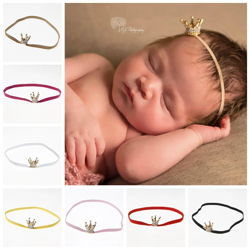 Nowe dziewczynek złota korona pałąk noworodka diadem Hairband maluch pałąk nakrycia głowy akcesoria do włosów rekwizyty fotograficzne