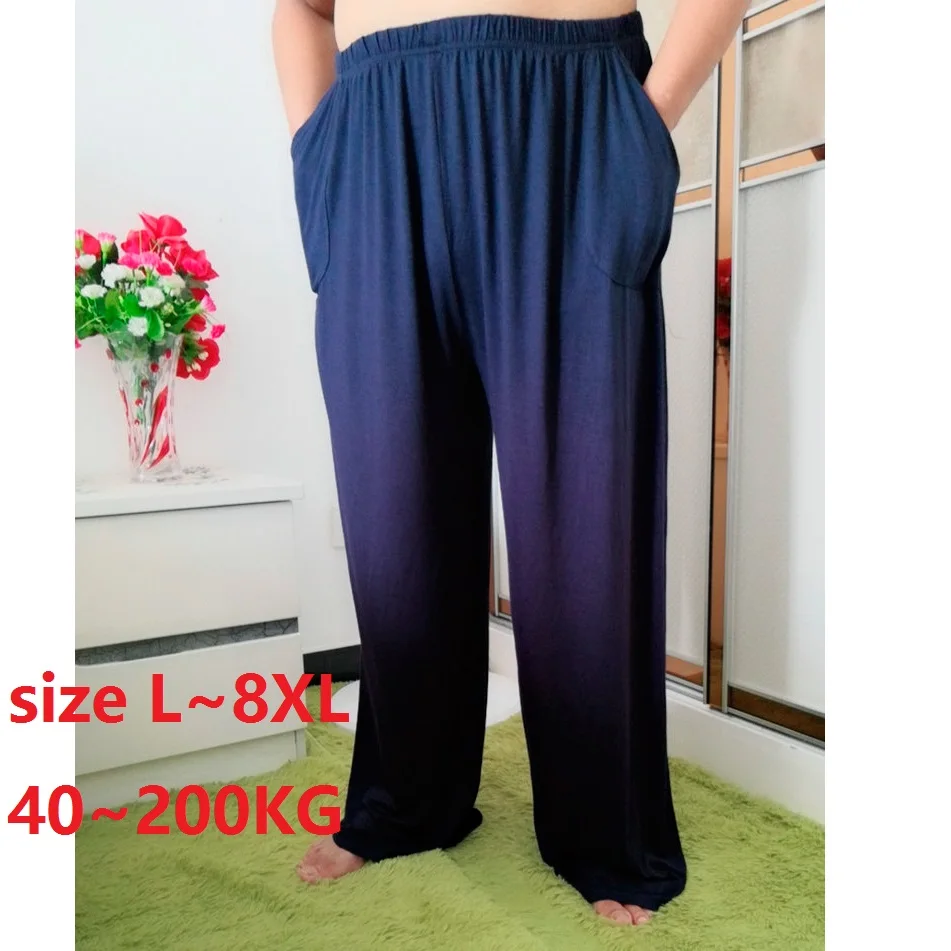 plus size 10XL 260KG Men High Elastic Sleep Pants summer spring modal home wear pajamas pants Breathable super soft pants casual