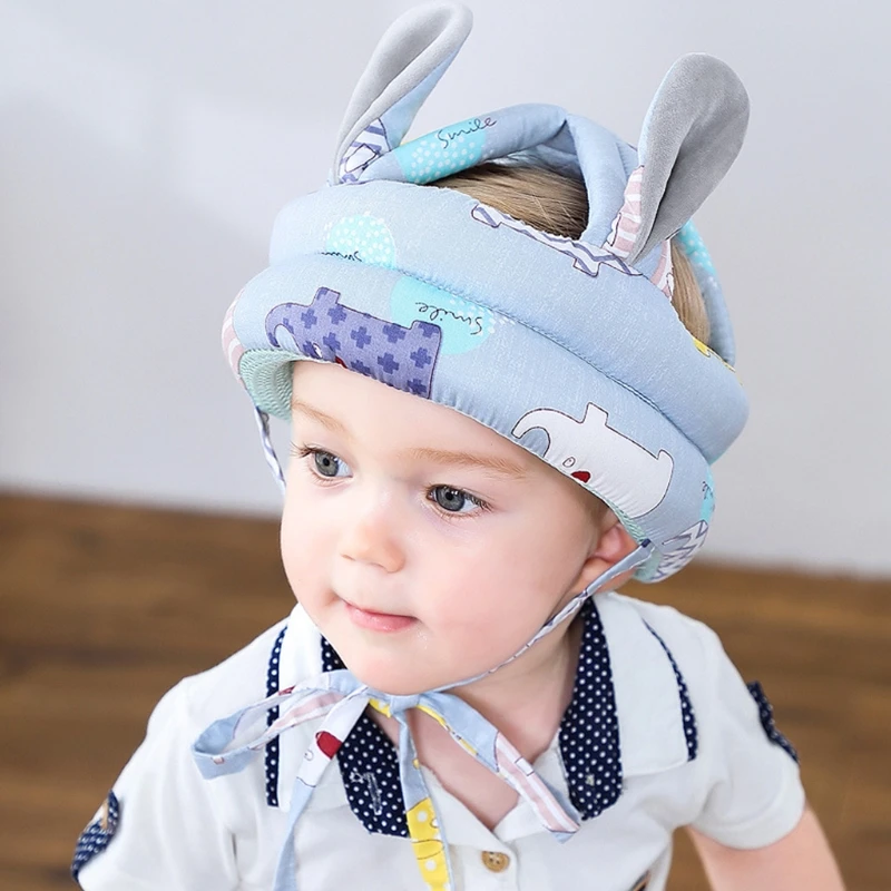 Toddler Infant Baby No Bumps Safety Helmet Hat Cute Cartoon Animal Ears Adjustable Head Cushion Protector Bumper Bonnet Guard Ca