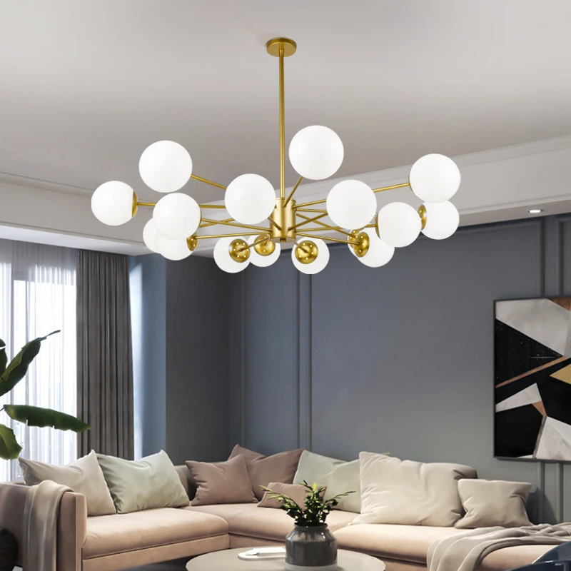 

Magic Bean LED Chandeliers White Round Living Room Restaurant Indoor Decor LOFT Hanglamp Kitchen Fixtures Pendant Lamp Lighting