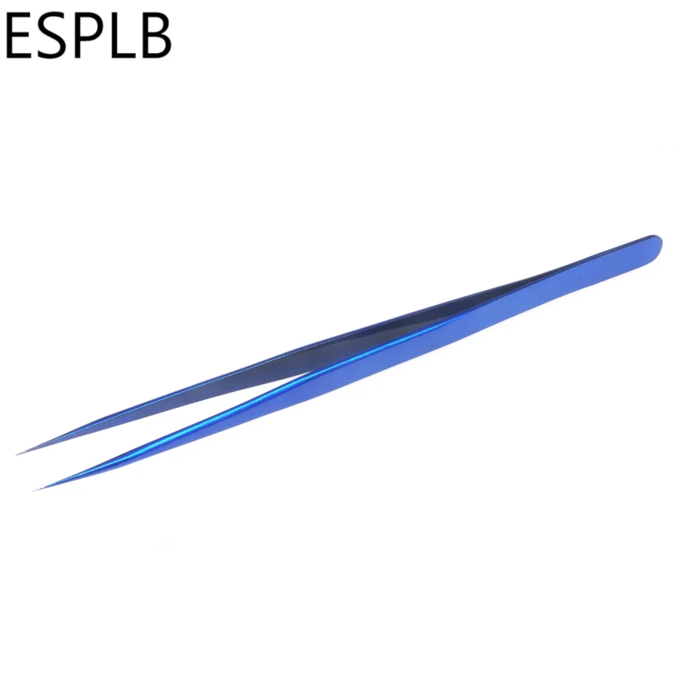Blaue fliegende Linie, ultradünne, schlanke, scharfe Pinzette, Edelstahl, gerade Spitze, gehärtete Reparaturwerkzeuge für Elektronikkomponenten – Detail 3