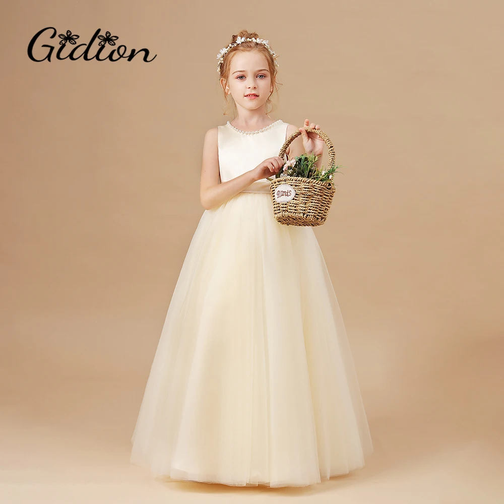 Floor-Length Flower Girl Dress For Kids Festivity Celebration Wedding Pageant Birthday Evening Party Ceremony Banquet Prom Event