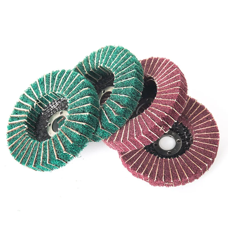 Disco de pulido de aleta de fibra de nailon de 4 ", almohadilla de fregado no tejida de 100x16mm, herramienta abrasiva para amoladora angular