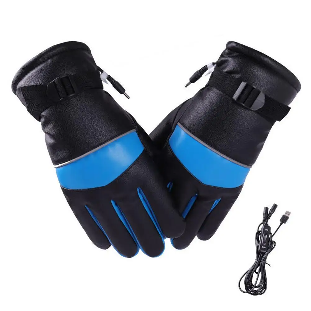 Motorcycle Electric Scooter Vehicles Heated Gloves Winter Windproof Cycling Skiing Warm Heating Gloves USB Powered For Men Women