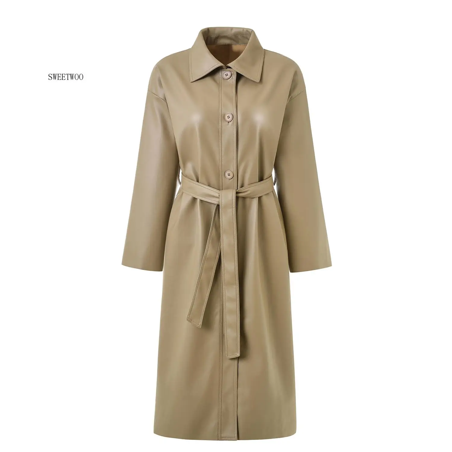 2020 Autumn Jacket Women Faux Leather Jacket Women Clothes Long Trench Coat Female Streetwear Windbreaker