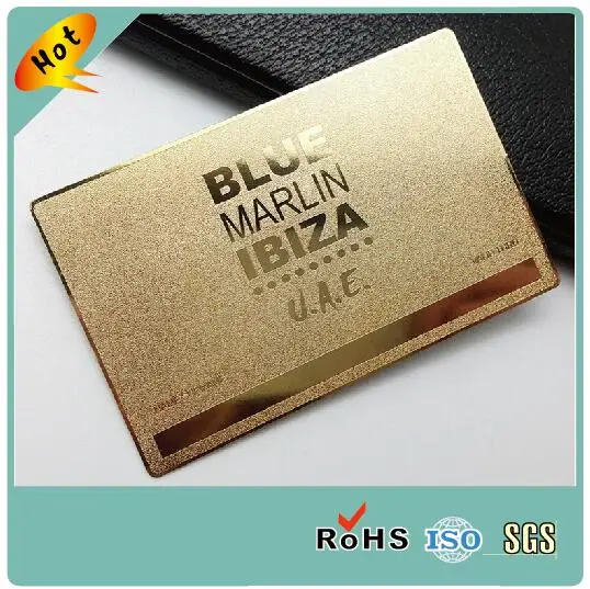 Frosted die cut gold plated business card metal card