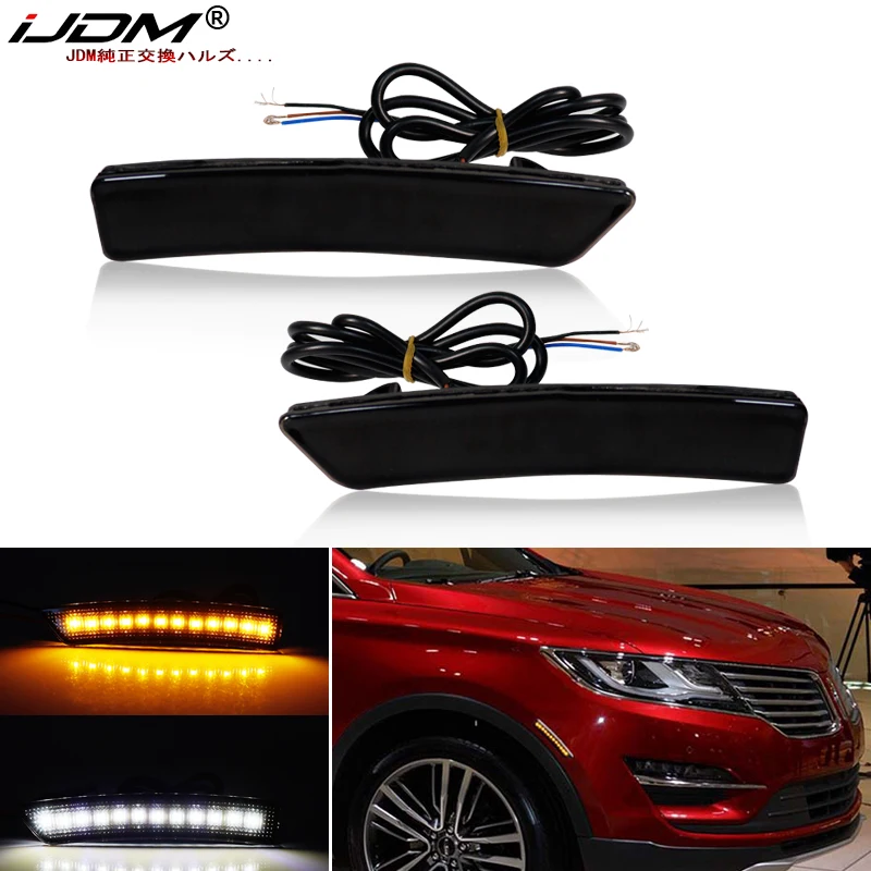 

iJDM Car Side Marker Light Amber/White Switchback LED For Lincoln Nautilus MKX Turn Signals/Driving Lights/Parking Lights 16-22