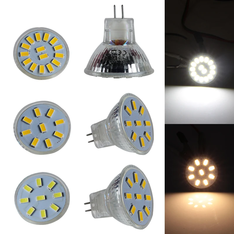 Lampa GU4 MR11 żarówka Led 12v 24 v reflektor 1W 2W Super szklana średnica kubka 35mm światło punktowe Ac Dc 12 24 v lampa energooszczędna