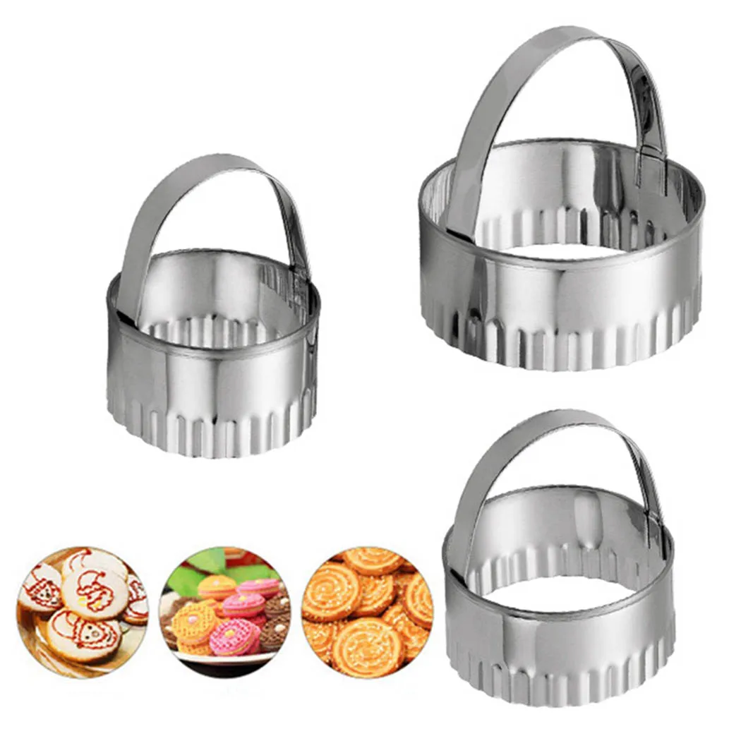 

3pcs Stainless Steel Round Dumplings Wrappers Molds Set Cutter Maker Cookie Pastry Wrapper Dough Cutting Tool Kitchen Gadgets