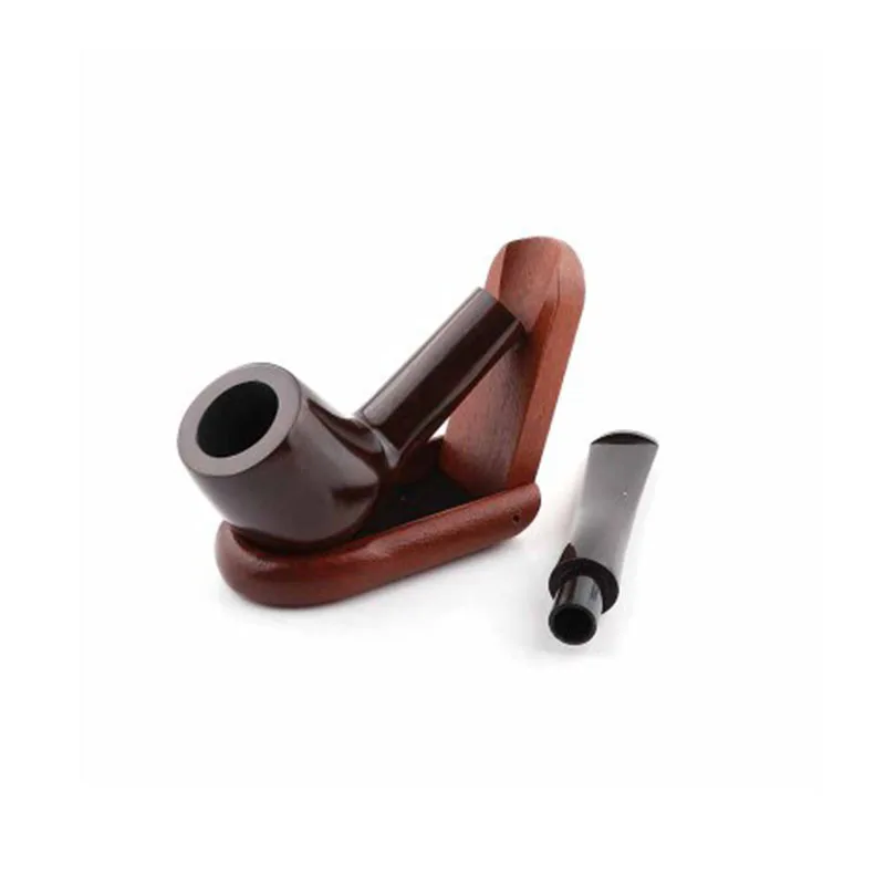 1PC Smoking Ebony Wood Handmade Black Smoking Pipes Tobacco Pipe Straight Type Pipe Gift for Grandfather Father