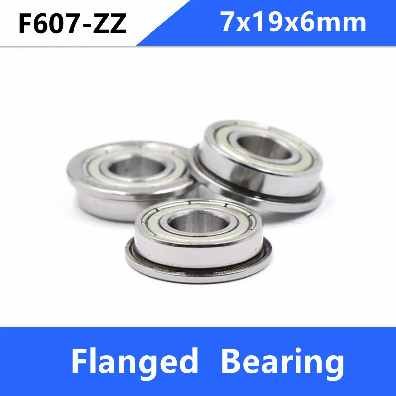 

200pcs/lot F607ZZ F607Z F607-ZZ Z Flanged bearing 7x19x6 F607-2Z shielded Miniature flange deep groove ball bearings 7*19*6