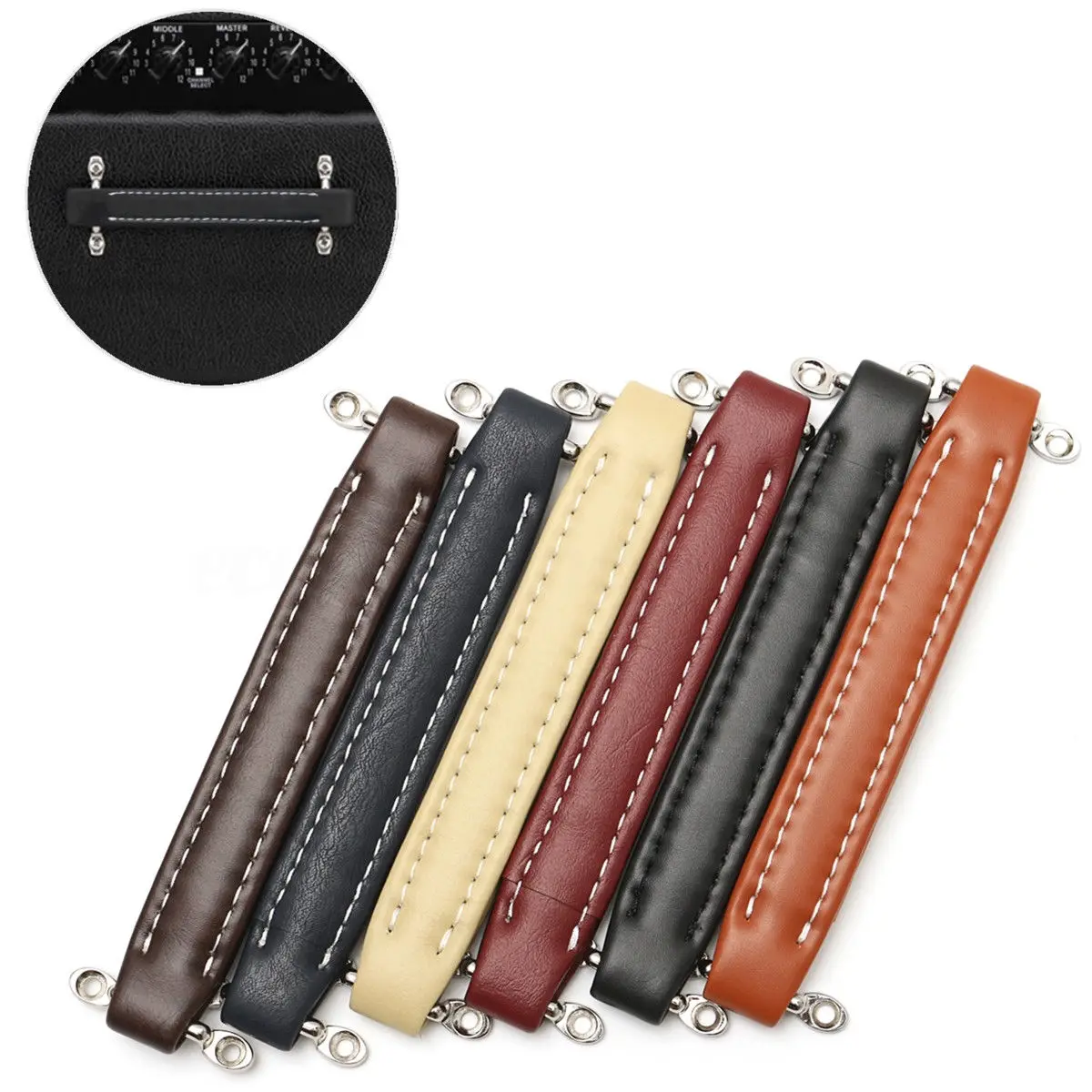 Black/Brown/Orange Vintage Leather Style Guitar Amplifier Handle Strap For Fender Amps Guitar Ukulele Musical Instruments Parts