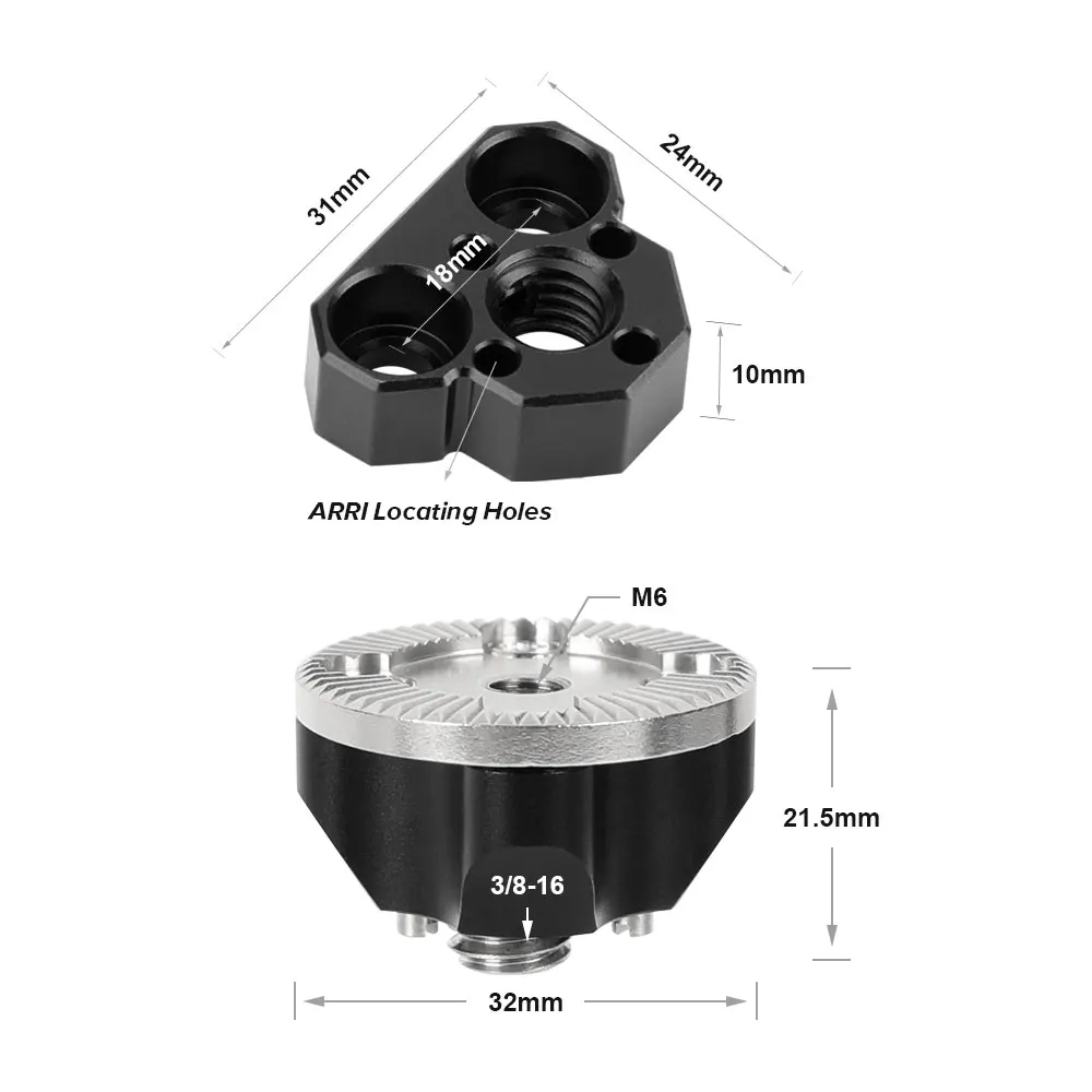 KIMRIG M6 ARRI Rosette Mount Adapter Mit 3/8 Zoll Montage Schraube ARRI Ortung Pins Für Dslr Kamera Käfig Foto Studio zubehör – Detail 4