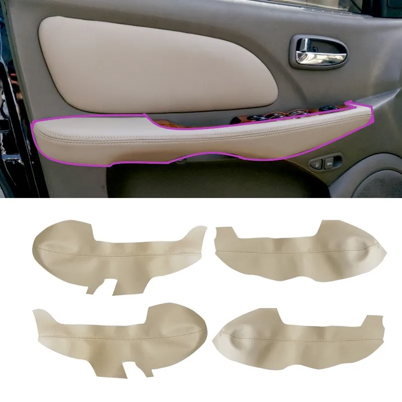 

For Hyundai Sonata 2004 2005 2006 2007 2008 4pcs Color Beige Microfiber Leather Car Interior Door Armrest Panel Cover Trim