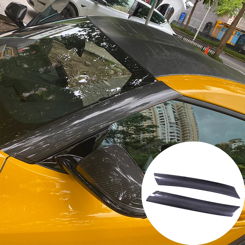 For Toyota GR Supra A90 2019-2022 Real Carbon Fiber Car Exterior Front Windshield A-Pillar Decorative Sticker Car Accessories