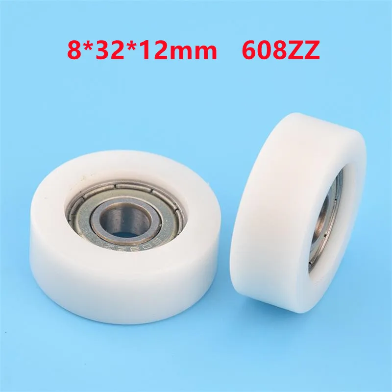 

20pcs/100pcs Flat Roller 8*32*12mm 608ZZ Bearing POM Plastic Coated Pulley Guide Wheel Low Noise Roller 8x32x12mm