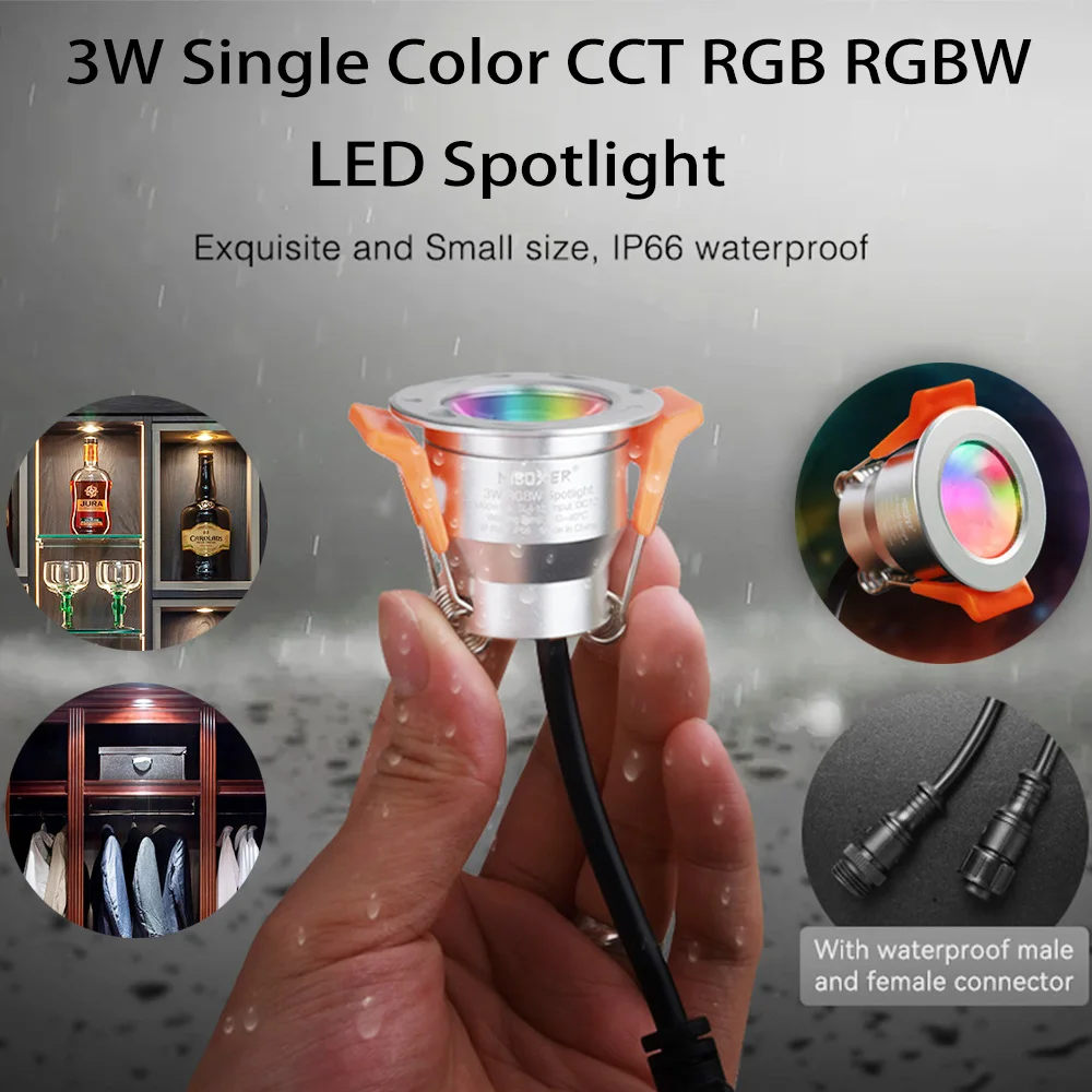 Miboxer 3W Mini LED Downlight Single Color CCT RGB RGBW LED SPotling Dimmable Waterproof For Wardrobe Jewelry Decoration Lights