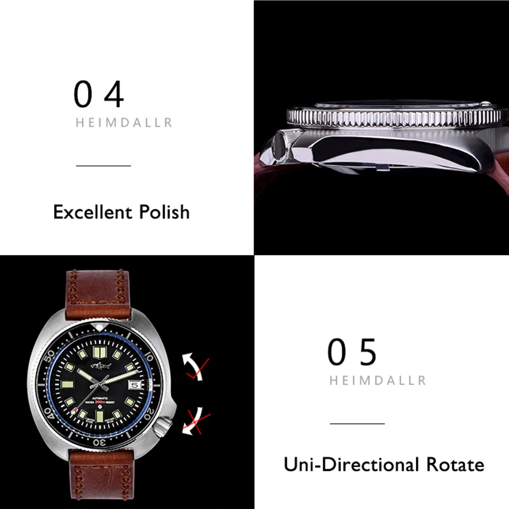 Heimdallr-メンズ腕時計,自動巻き,機械式,200m,防水,サファイアミラー,c3,スポーツ用