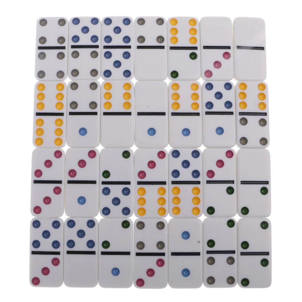 Double 6 Dominoes Box Standard Set of 28 Tiles Travel Game Toy Color Dot #2