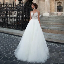 SoDigne Boho Wedding Dress 2023 Tulle Lace Appliques Beach Bridal Gown Princess Wedding Dresses White/Lvory Buttons