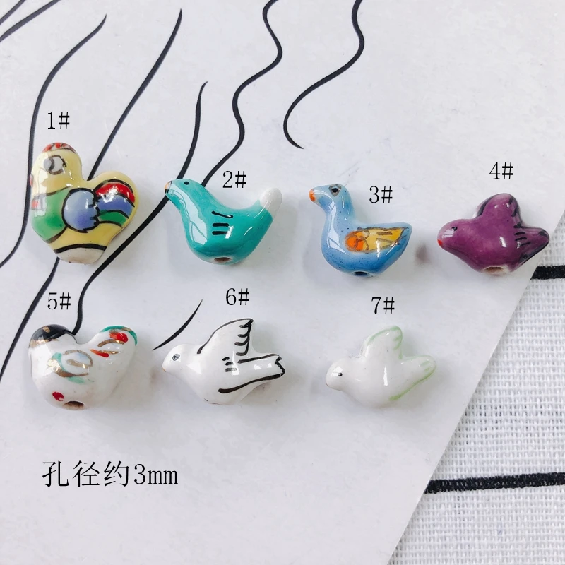 DIY jewelry accessories wholesale cute animal ceramic hen loose beads hand drawn pendant earring material