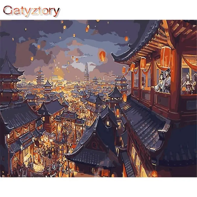 

GATYZTORY Diy Frame Night Landscape Painting By Numbers Kits For Kids Adults Painting Kits For Home Decors Diy Gifts