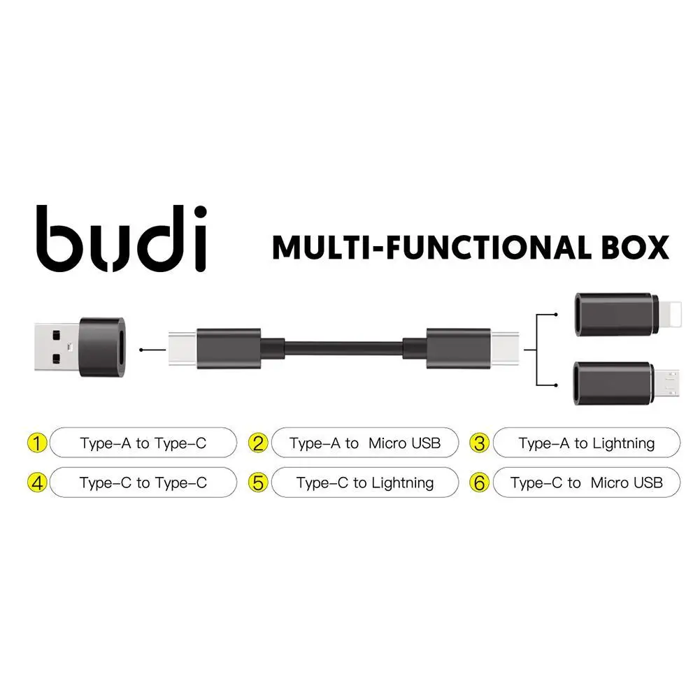 BUDI Multi-Funktion Smart Adapter Karte Lagerung Daten Kabel Für USB Box Multi-Kabel 6 Arten Kabel SIM KIT TF Karte Memory Reader