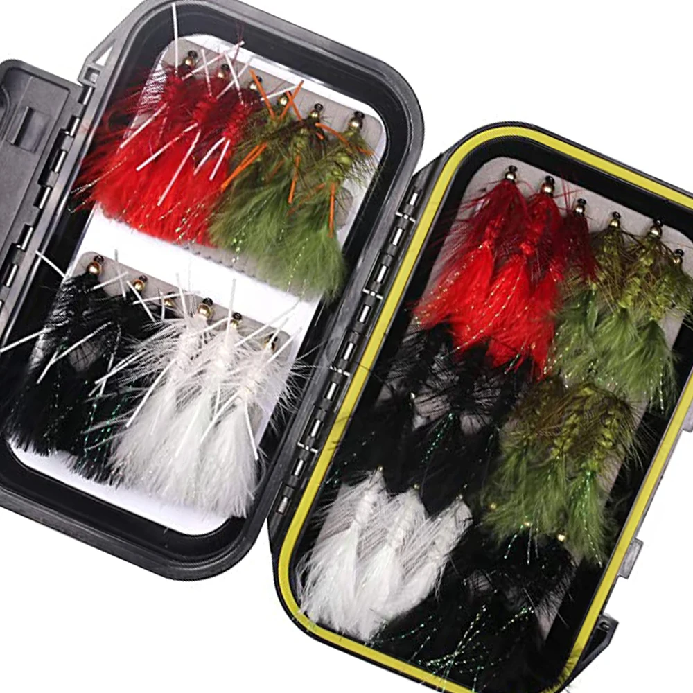 30pcs/box Assorted Woolly Bugger Streamers Flies Lure Classic Saltwater Freshwater Game Fish Flies Pike Bass Rainbow Trout